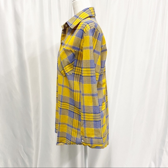 Plaid Yellow & Blue Button Down Shirt - Picture 7 of 10